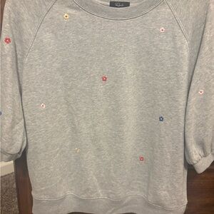 Rails Heather Gray Sweater with Multicolor Floral Details